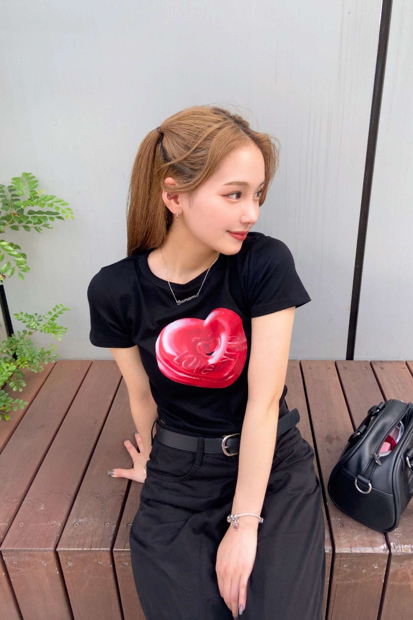 ハートプリントチビTシャツ DPB08001
