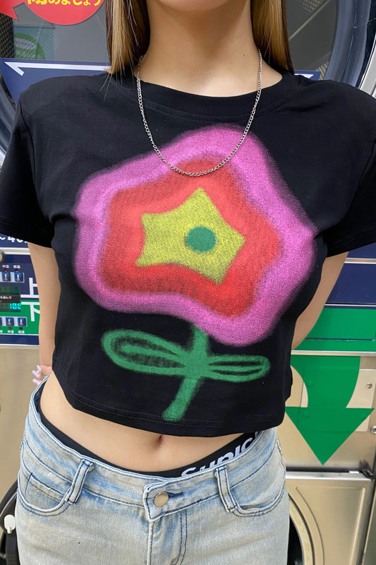 クロップド丈ペイントTシャツ DPB02017