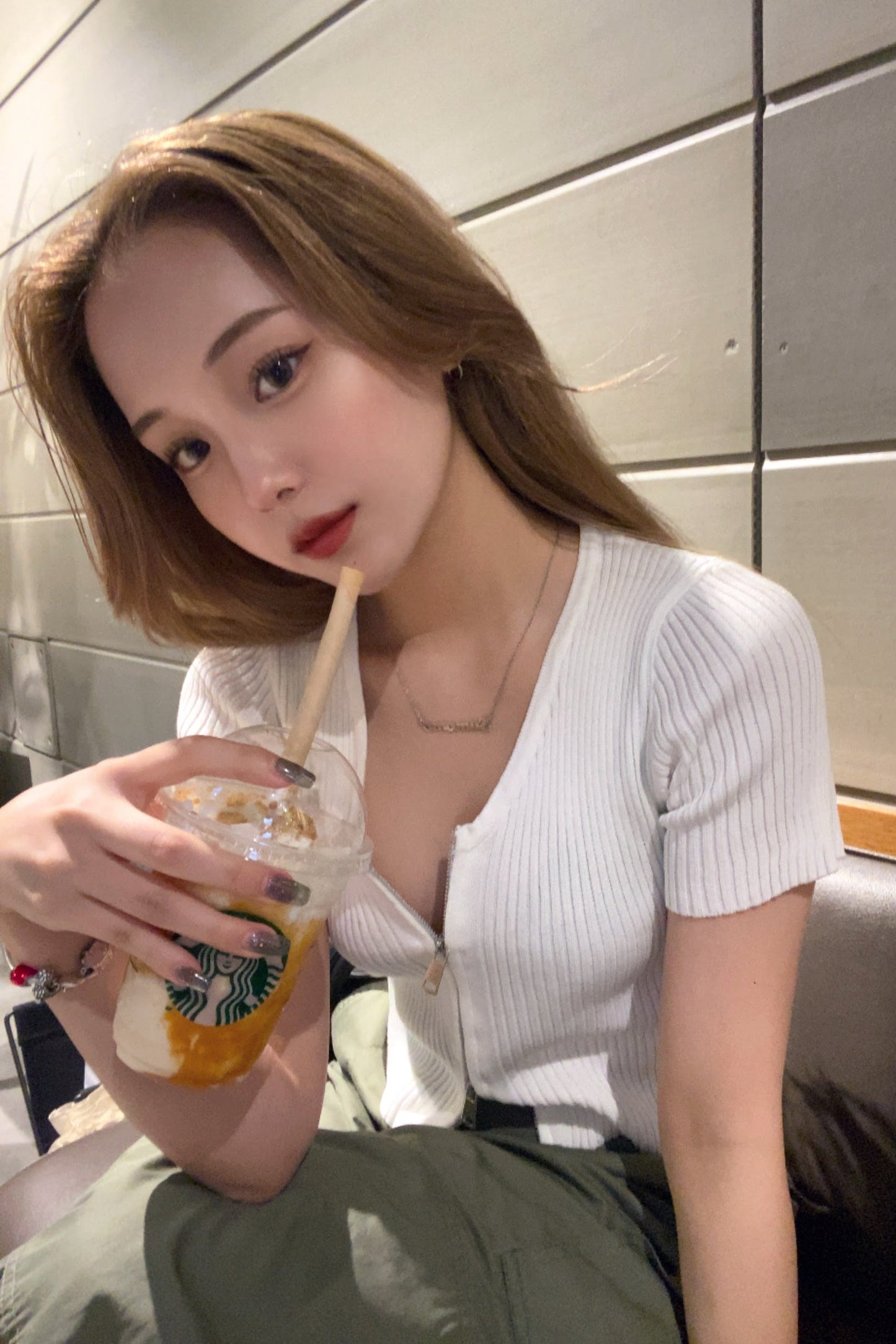 ジップアップクロップトップス DPB08003