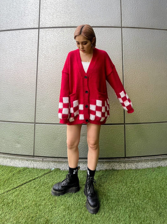 チェッカーニットカーディガン DPA87112