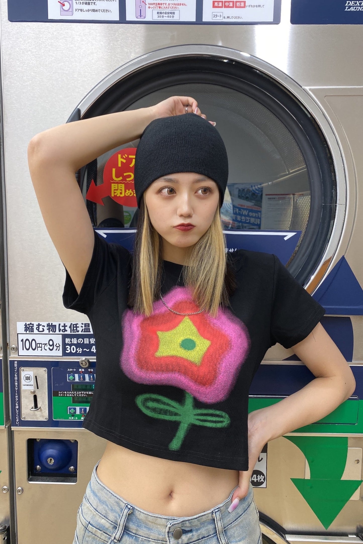 クロップド丈ペイントTシャツ DPB02017