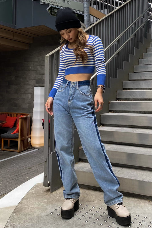 ミックスカラーラインデニムパンツ DPA41033