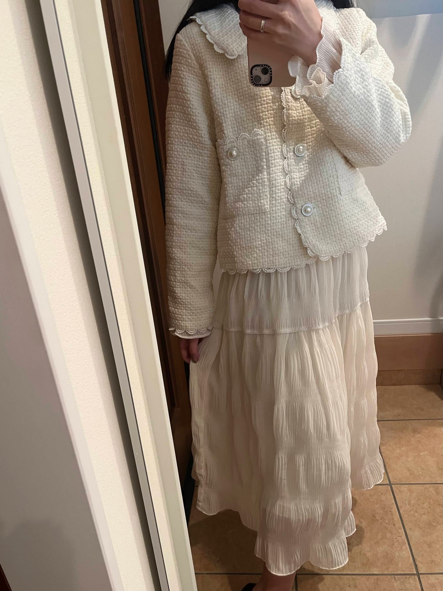 ホワイトシフォンロングワンピース CPA03087