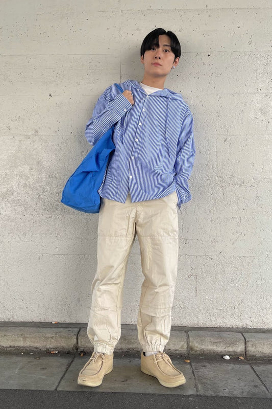 ストライプフードシャツ SPA02039