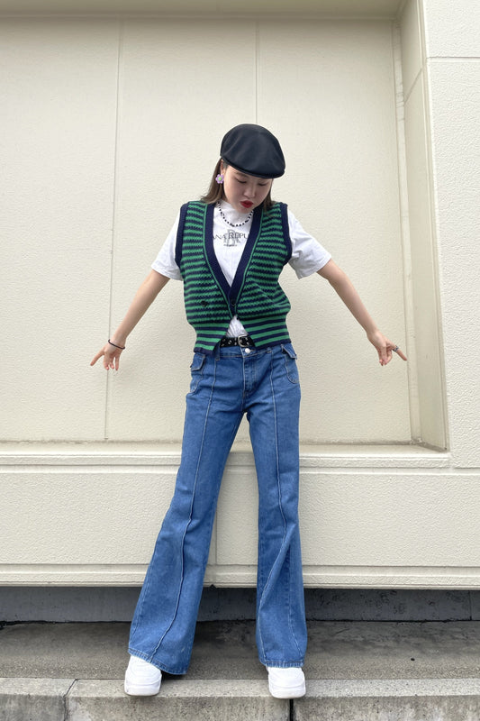 ボーダーニットベスト DPA46003