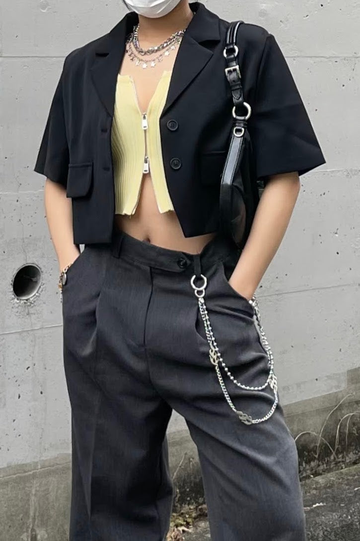 チャックニットTシャツ DPA34031