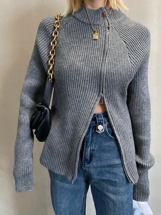 ユニークジップニットトップス DPB26052