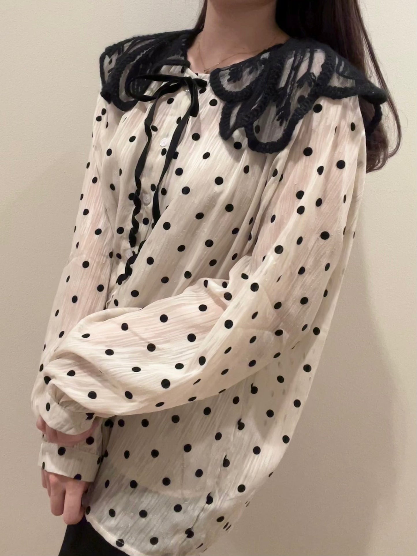 レースカラードットブラウス CPA03001