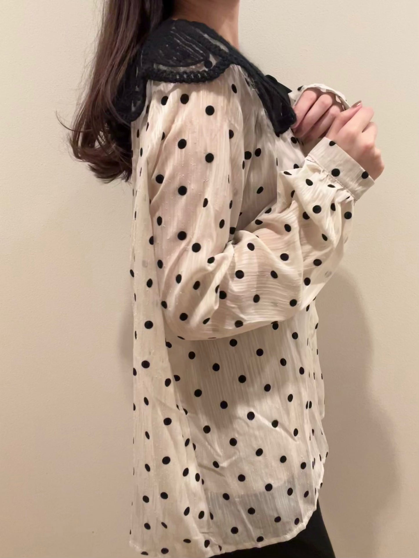 レースカラードットブラウス CPA03001