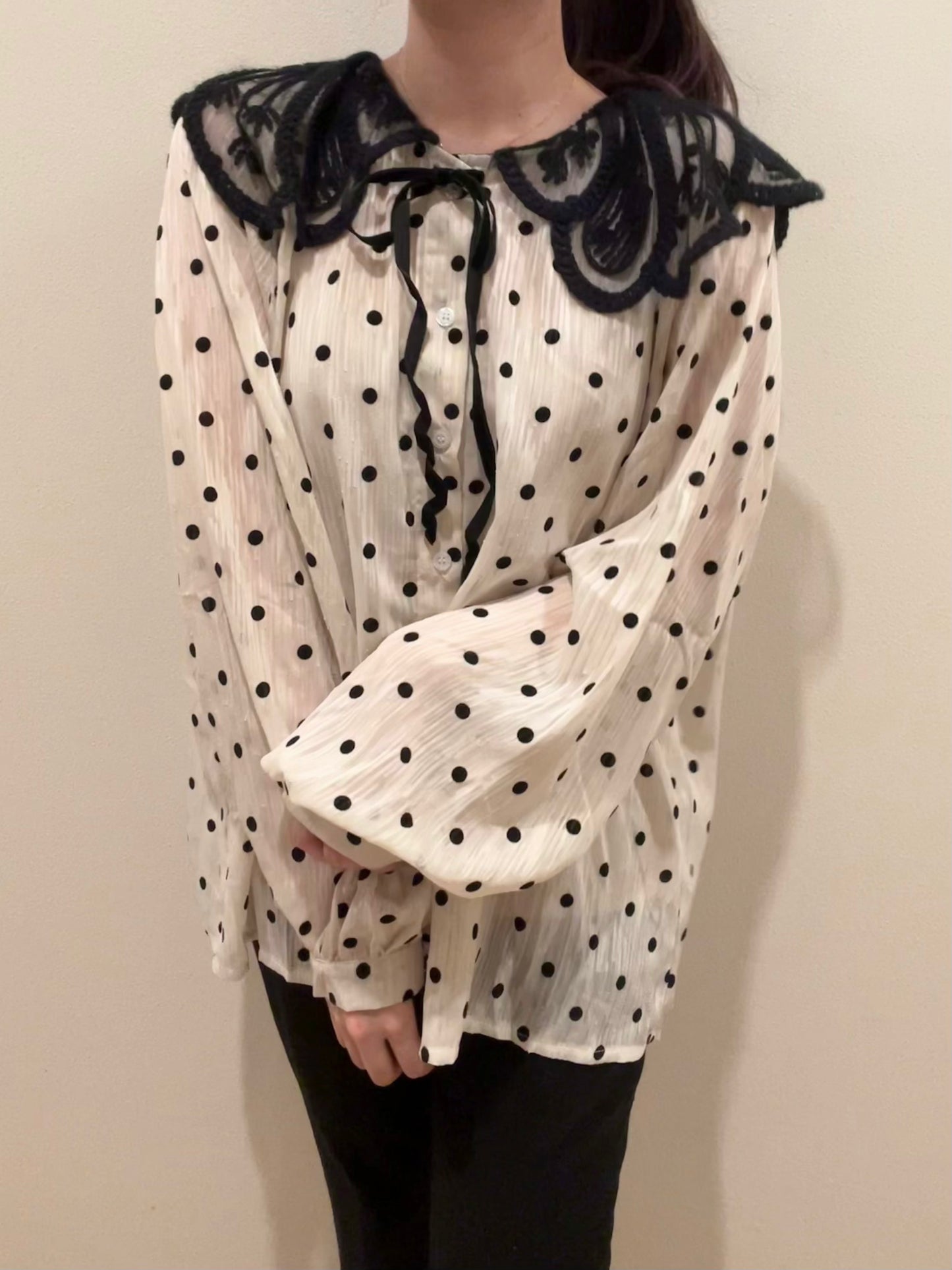 レースカラードットブラウス CPA03001