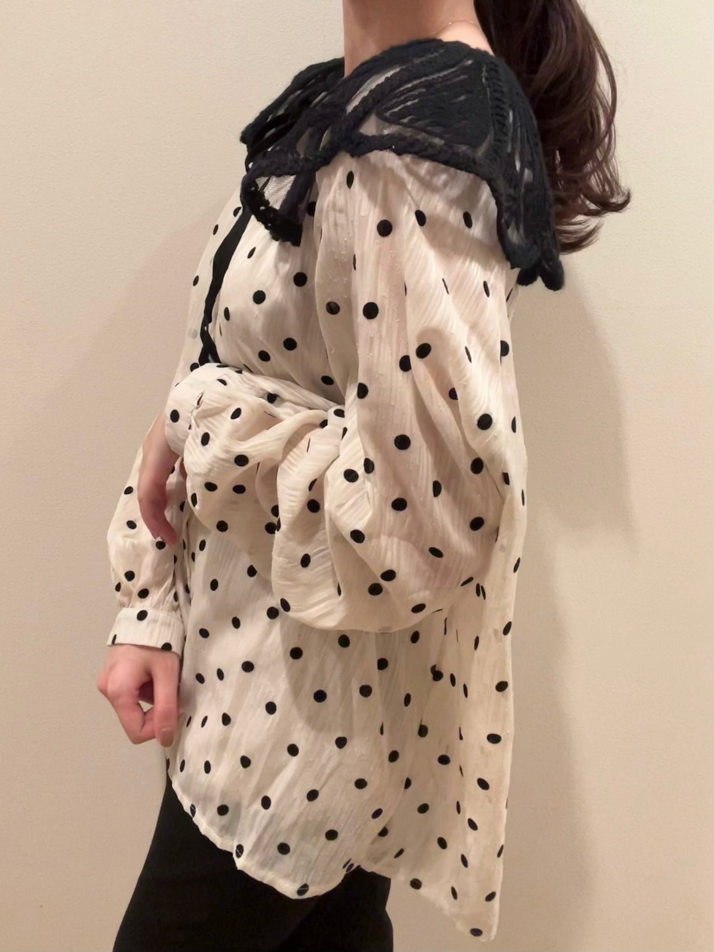 レースカラードットブラウス CPA03001