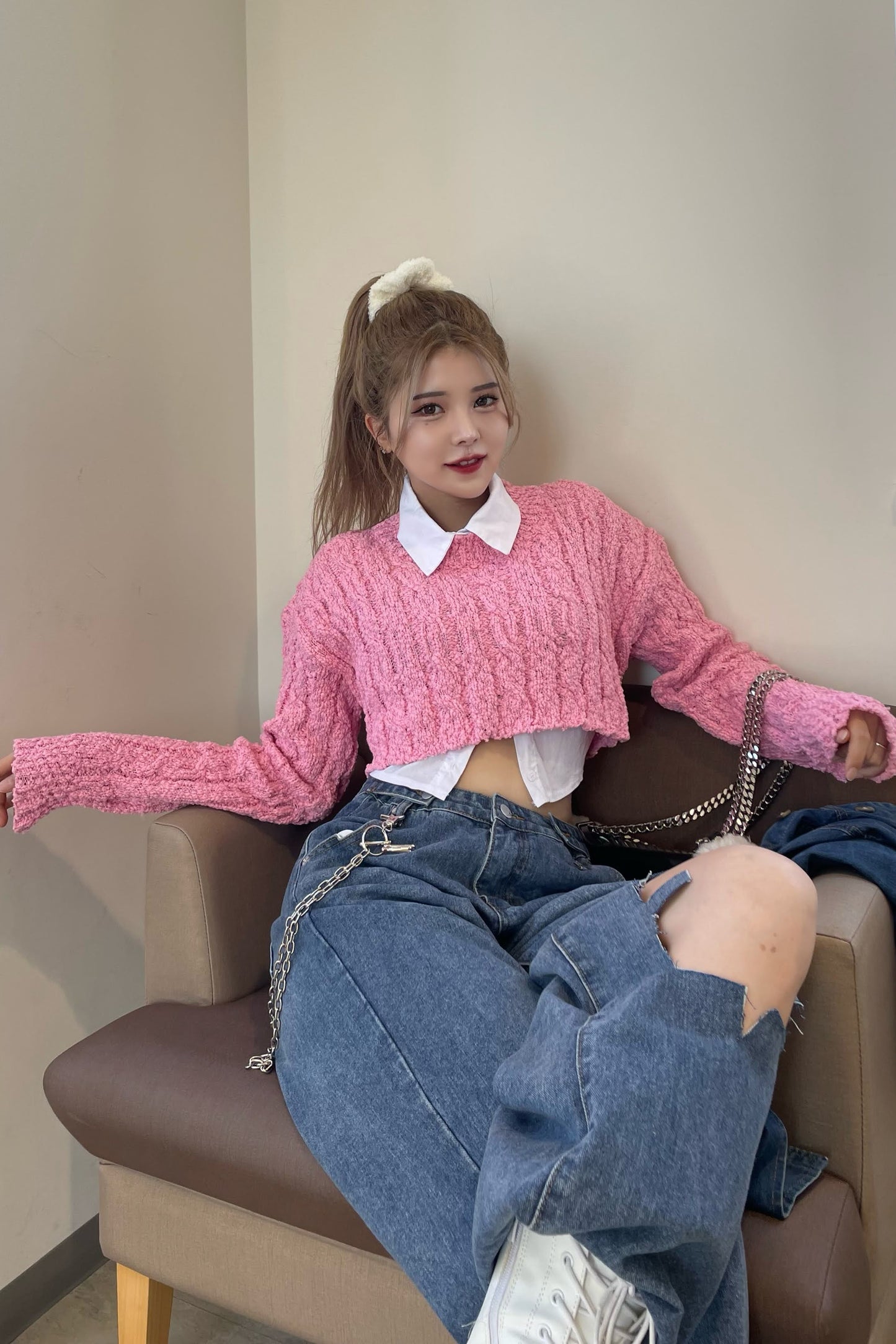 クロップドニットトップス DPB39025