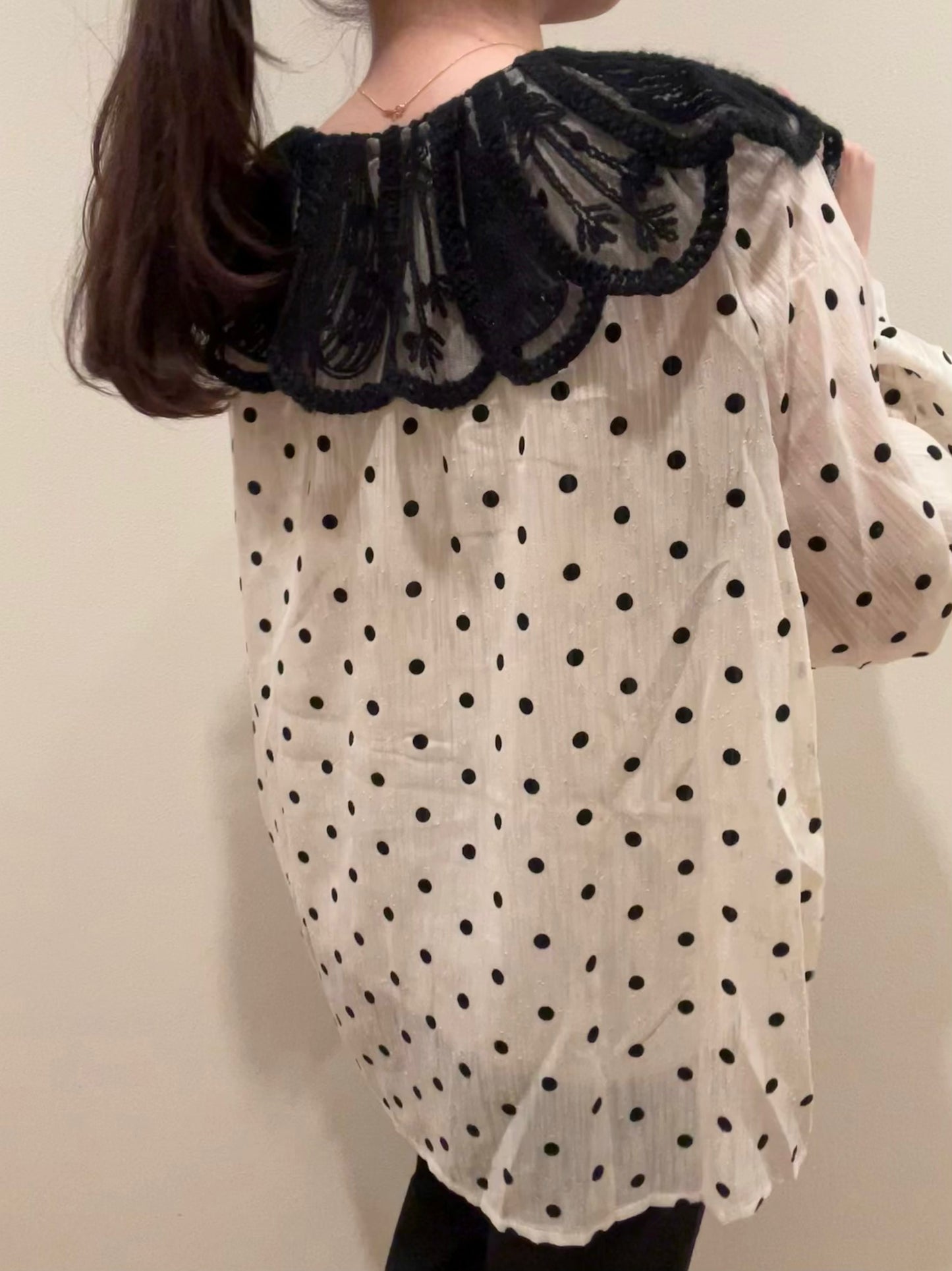 レースカラードットブラウス CPA03001