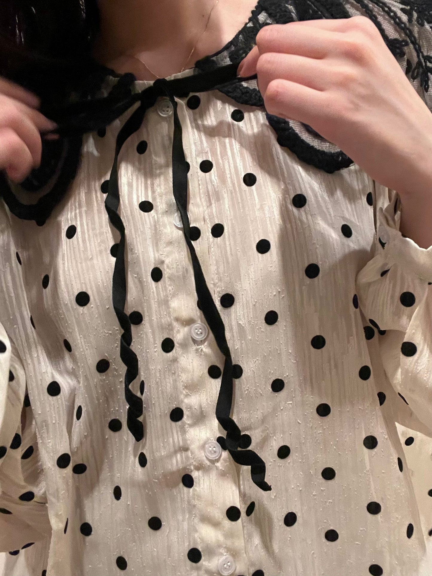 レースカラードットブラウス CPA03001