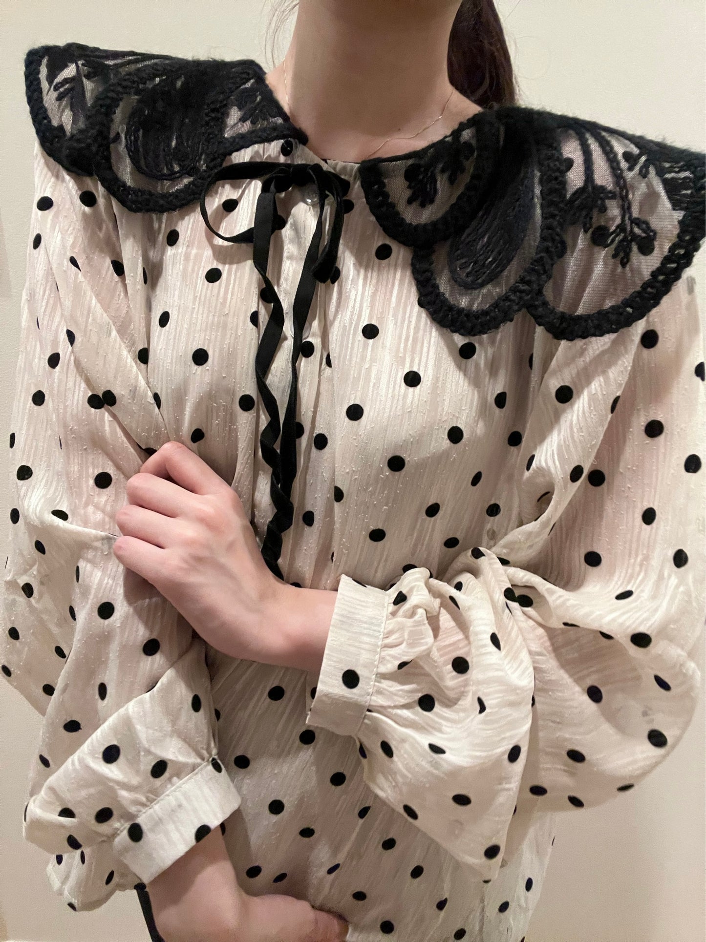 レースカラードットブラウス CPA03001