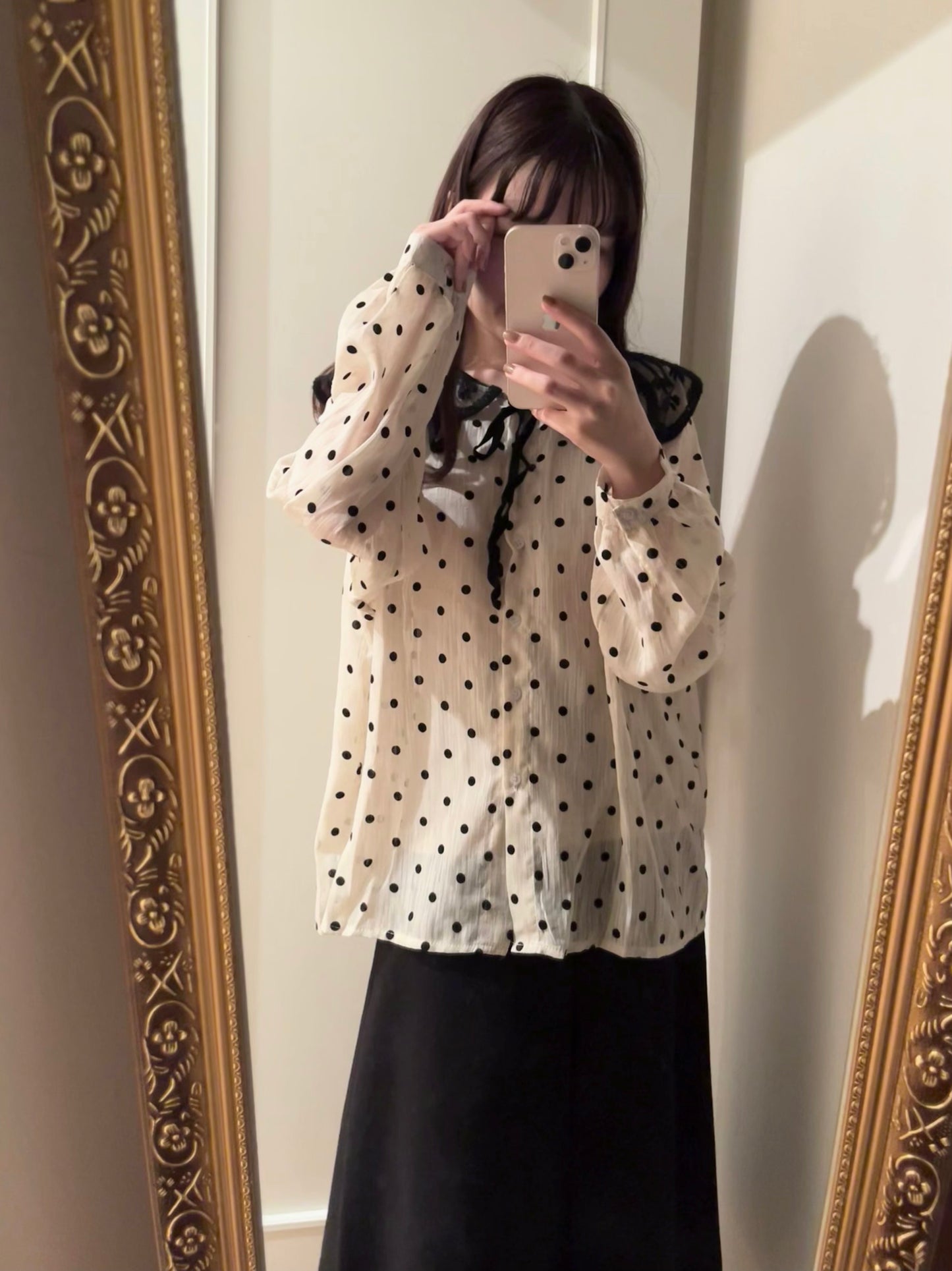 レースカラードットブラウス CPA03001