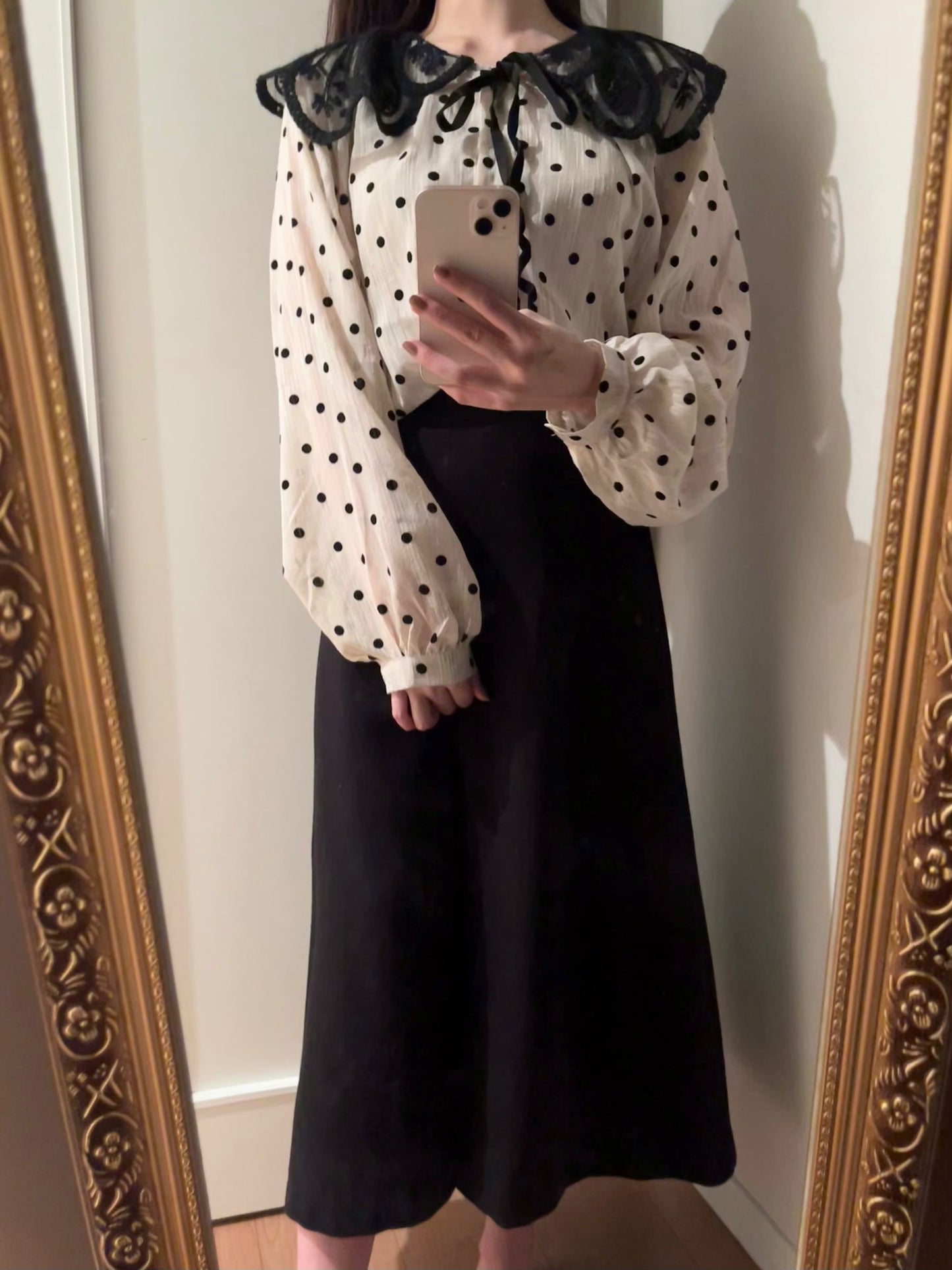 レースカラードットブラウス CPA03001