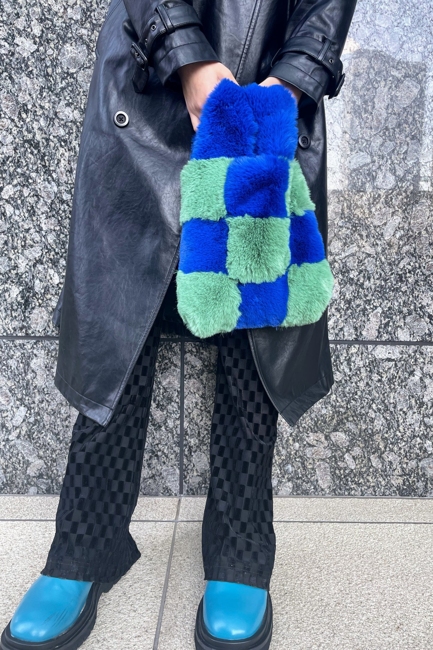 ブロックチェックファーバッグ DPB52002