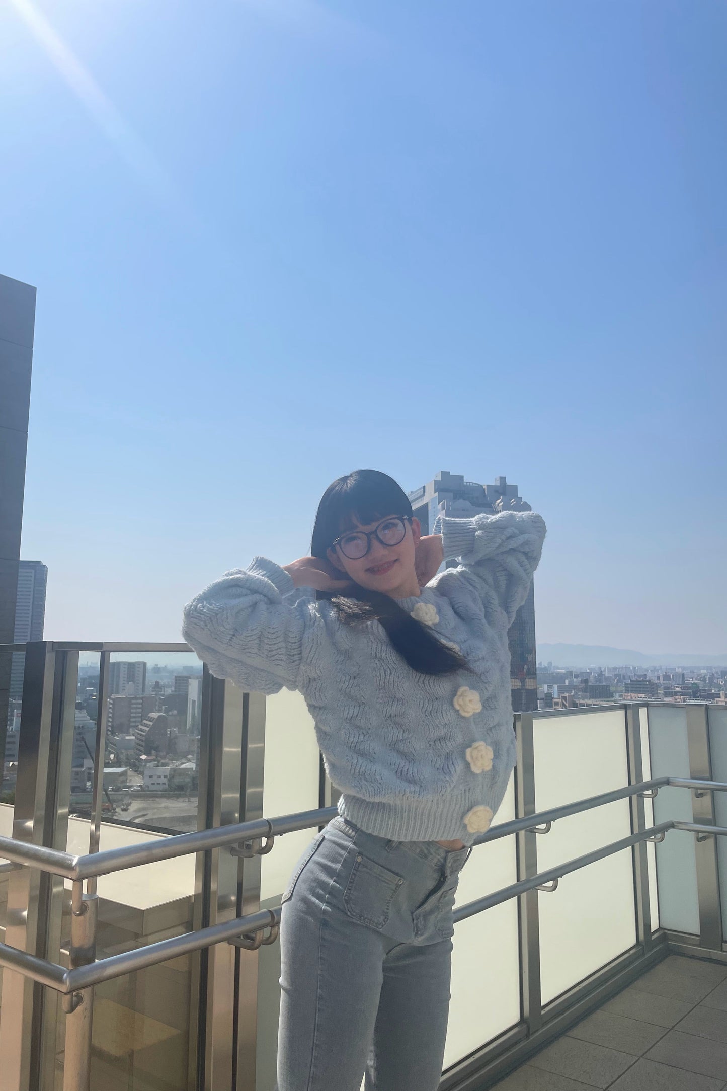 フラワーボタンニットカーディガン DPA43008