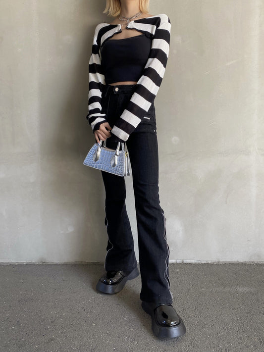 ボーダーショートカーディガン DPB26085