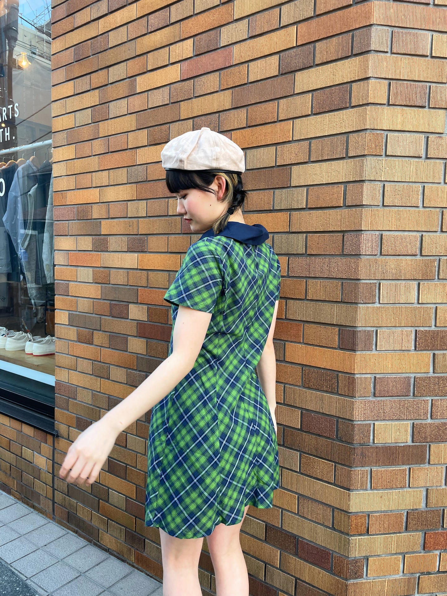 グリーンチェックポロワンピース DPA43167