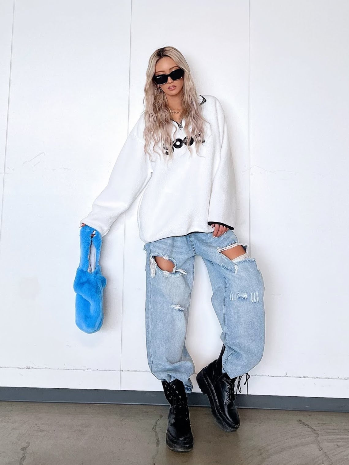 goodボアハーフジップトップス DPB10054