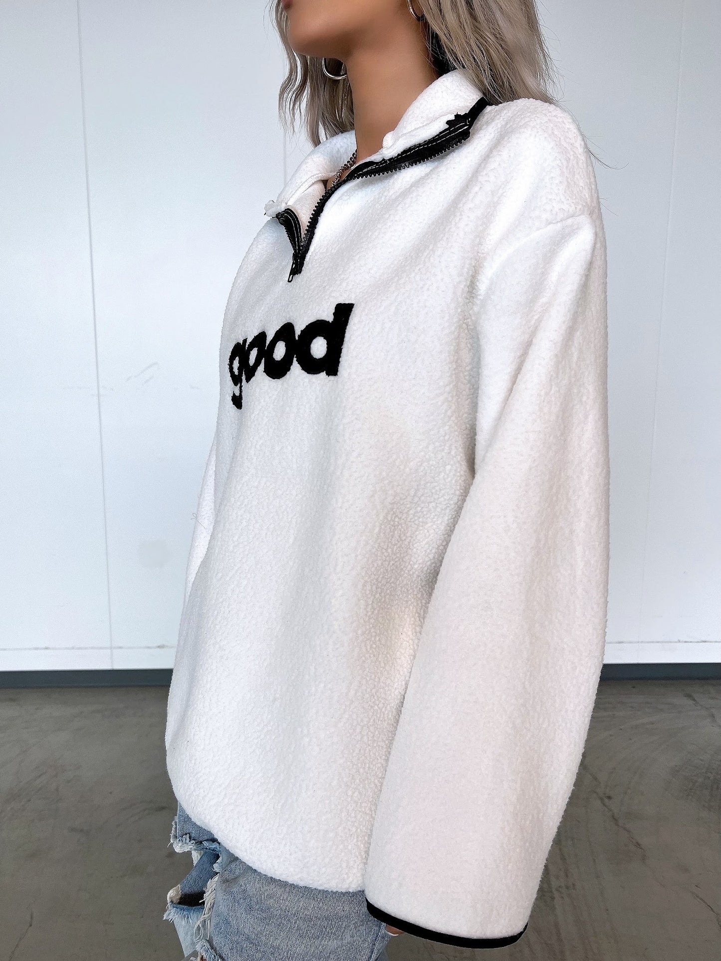 goodボアハーフジップトップス DPB10054