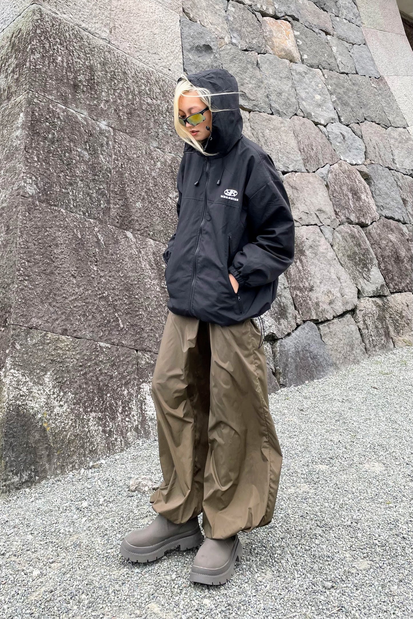 ブラックウィンドブレーカー DPA17165