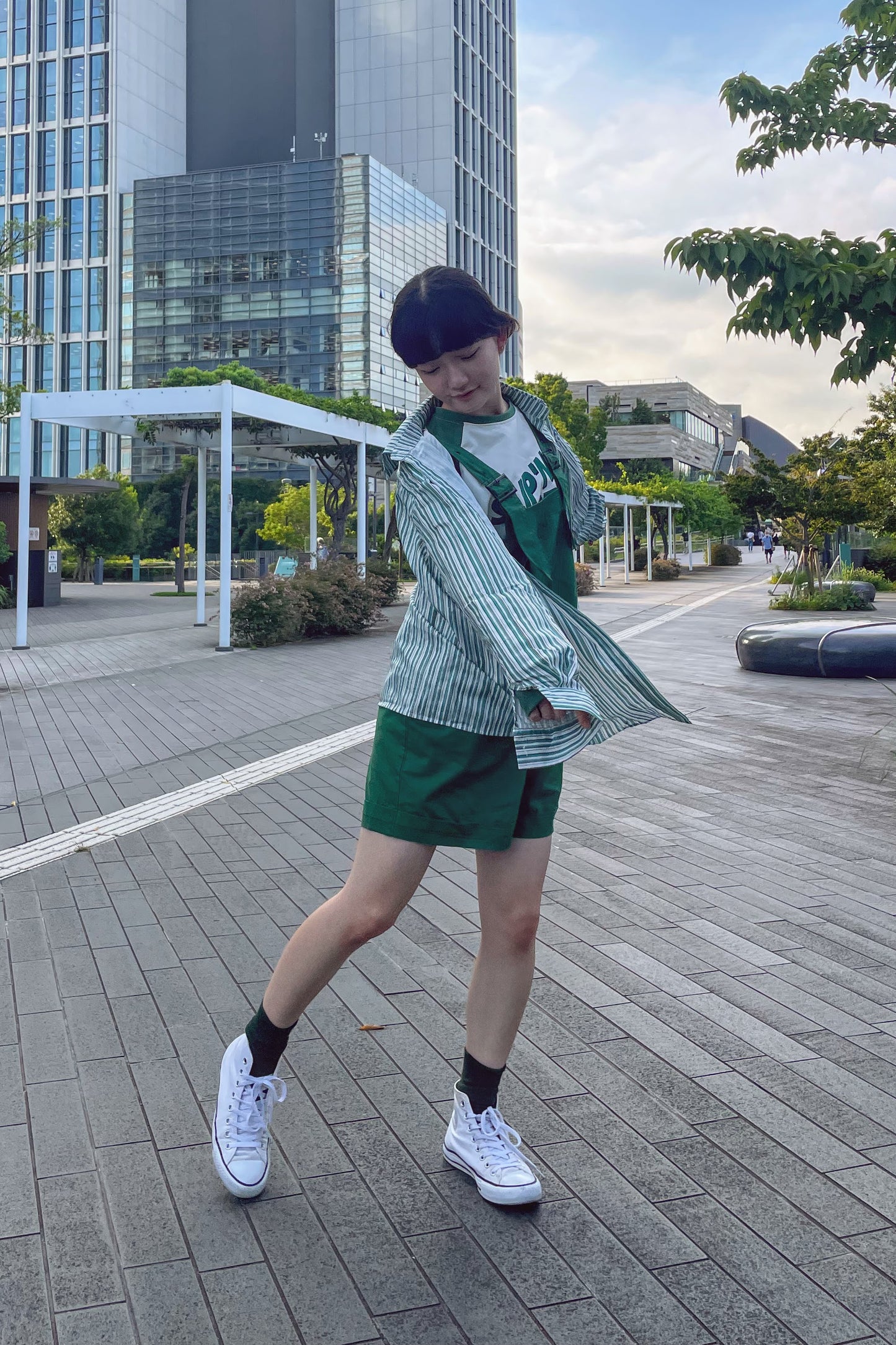 グリーンストライプシャツ DPA43078