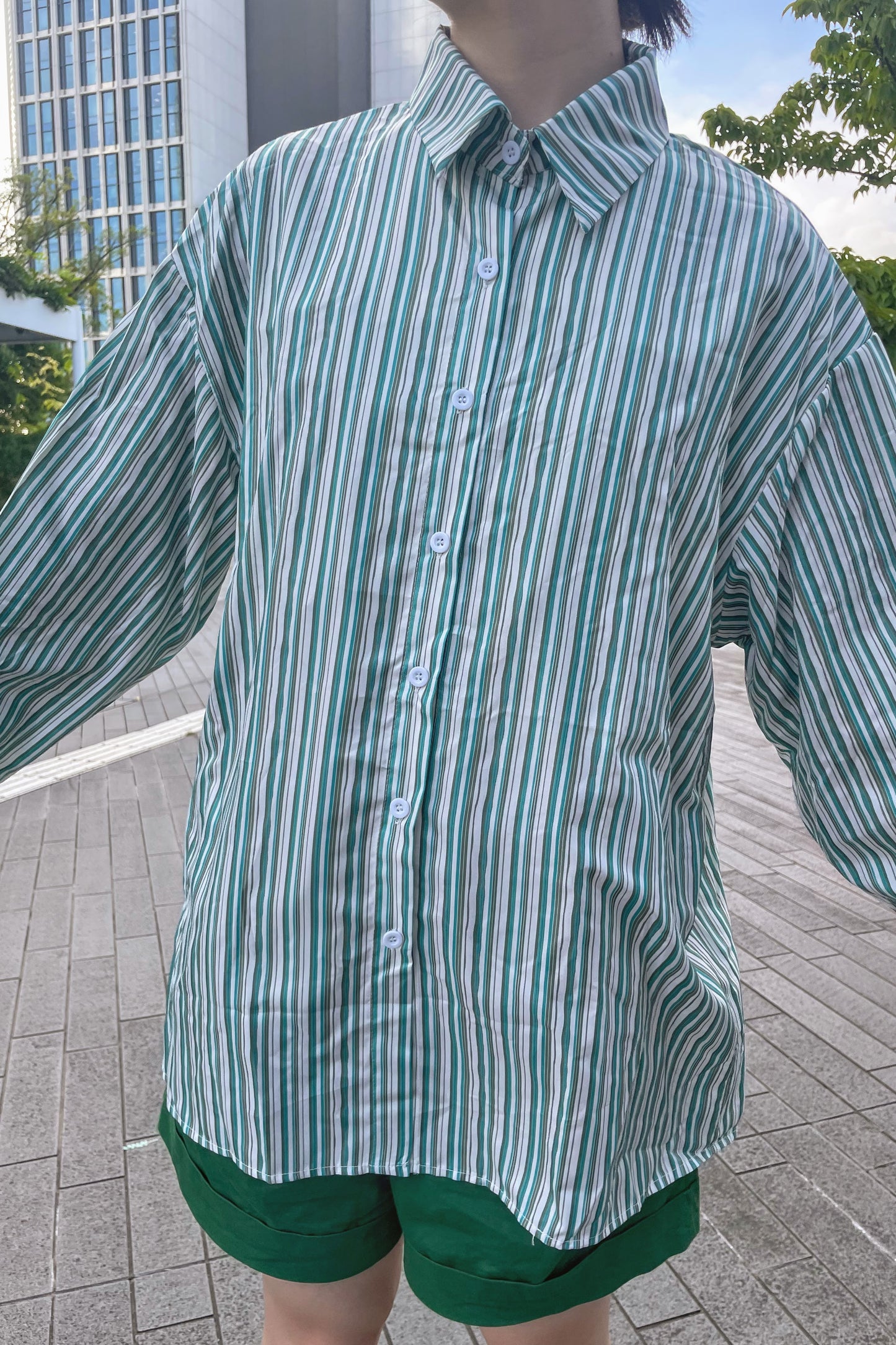 グリーンストライプシャツ DPA43078