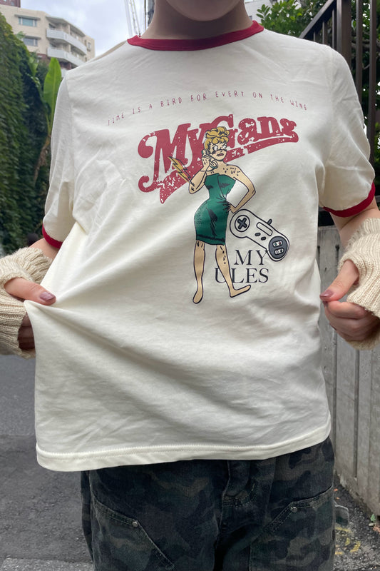 ガールプリントリンガーTシャツ DPA43083