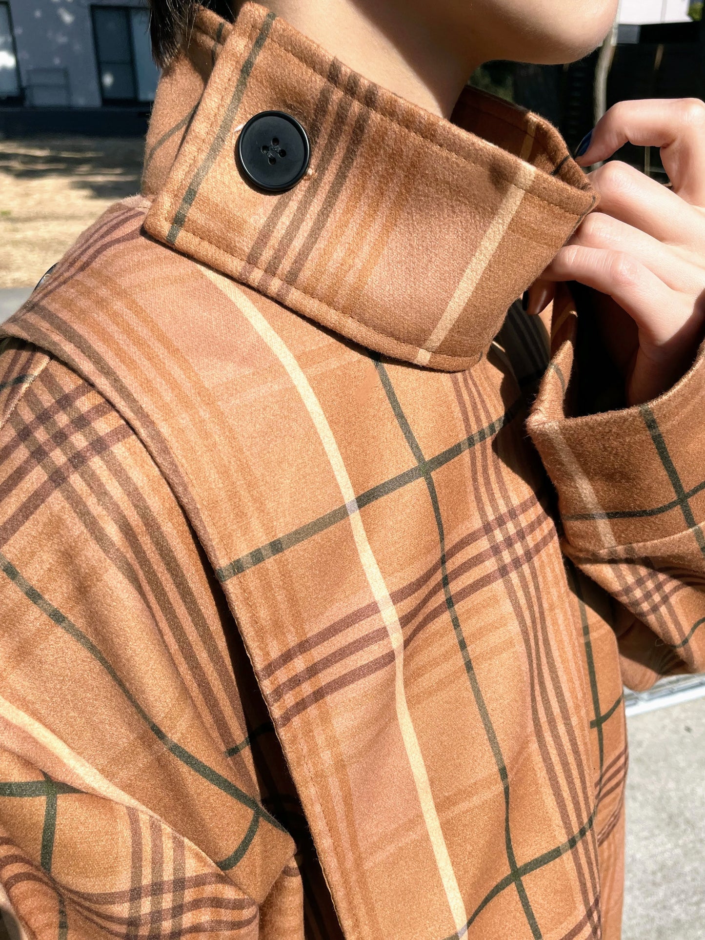 デザインチェックロングコート DPA96135