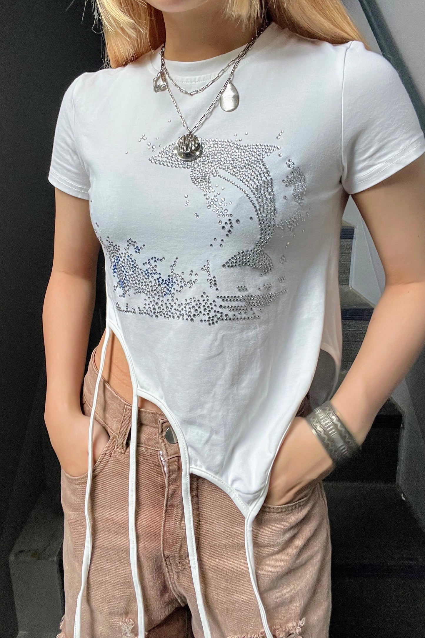 ラインストーンピチTシャツ DPA31052