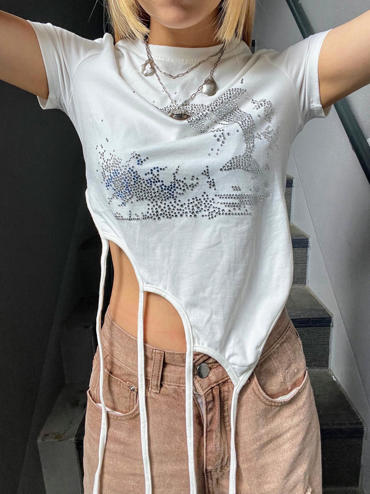 ラインストーンピチTシャツ DPA31052