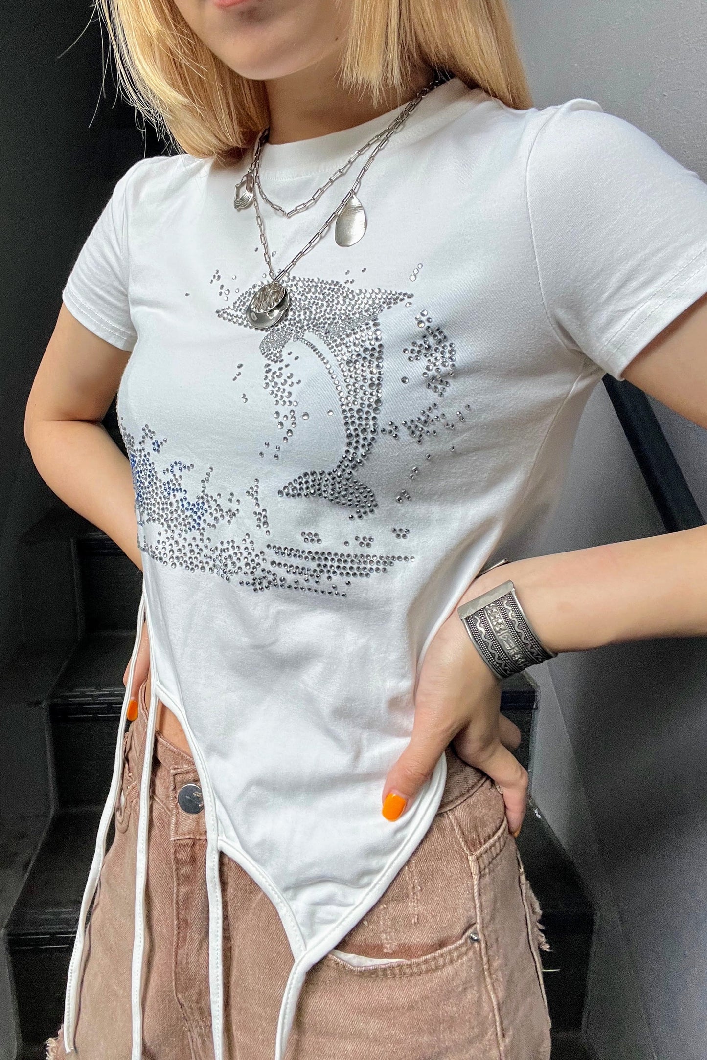 ラインストーンピチTシャツ DPA31052