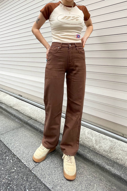 ブラウンヒップステッチデニムパンツ DPA87018