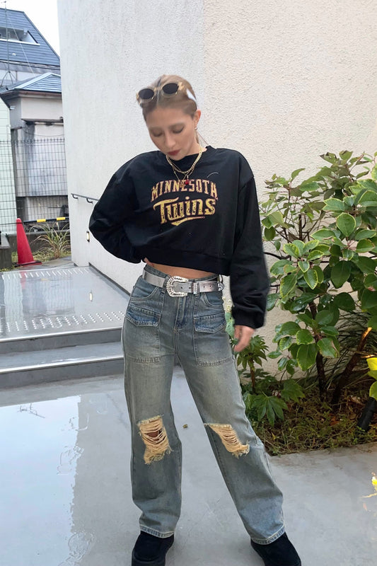 ダメージハイウエストパンツ DPB48017