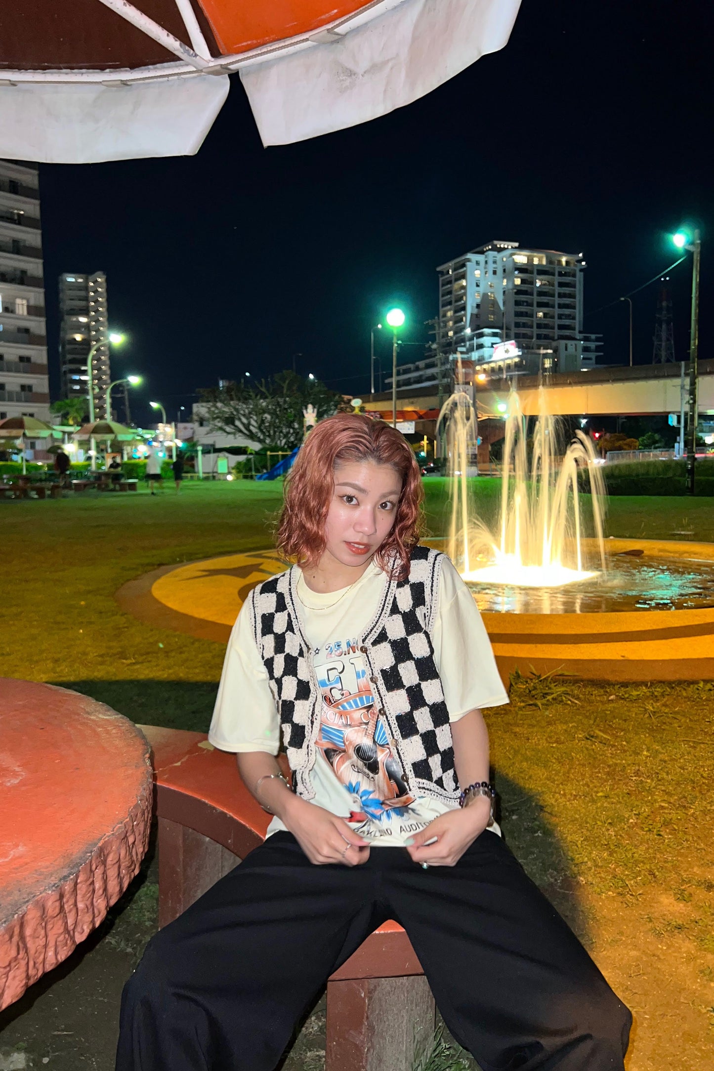 ブロックチェッククロシェベスト DPA39028