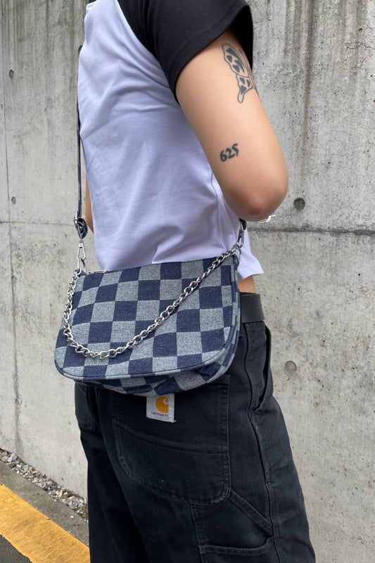 ブロックチェックデニムバッグ DPA87014