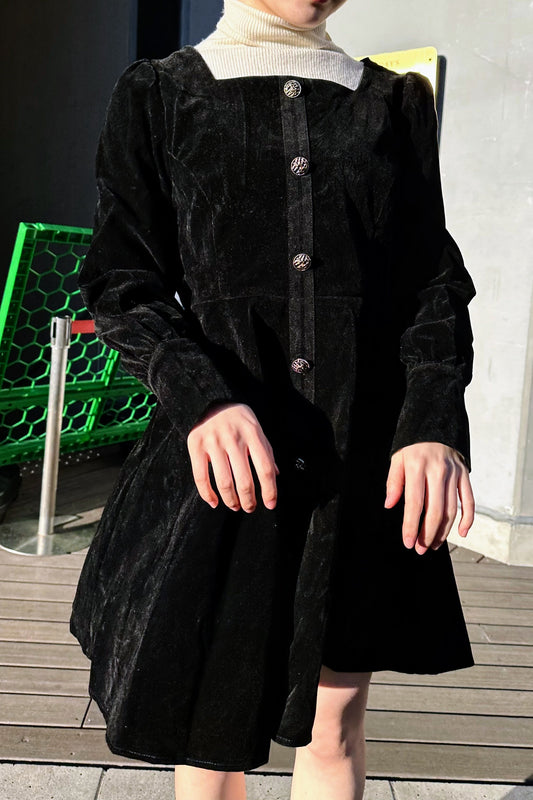 ベロアブラックワンピ DPA43145