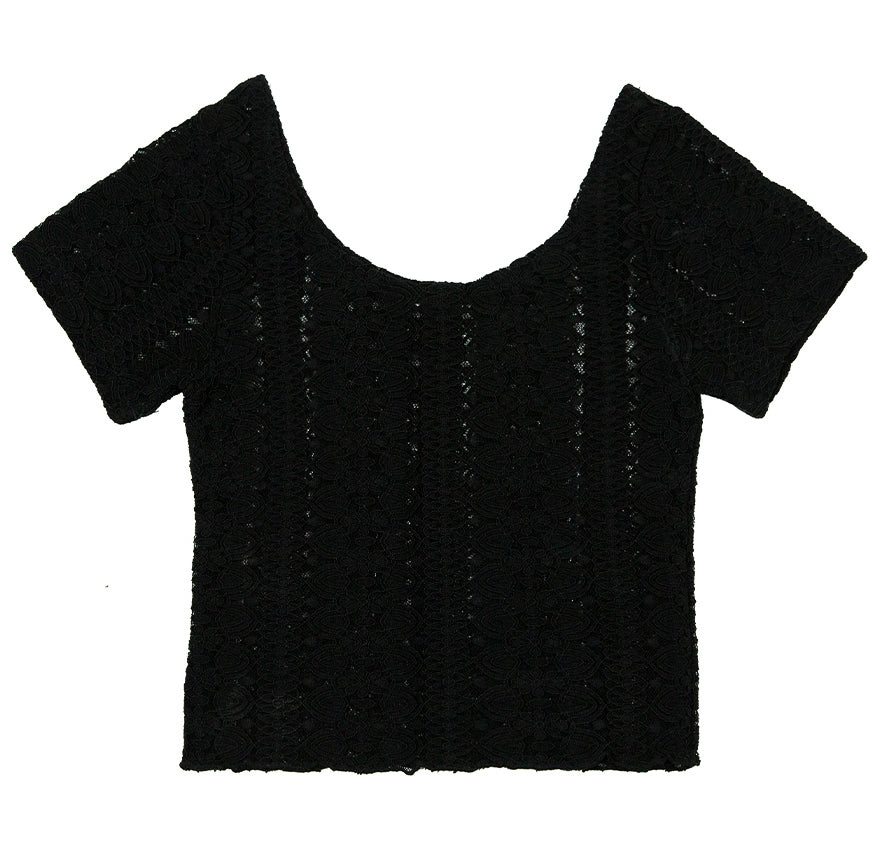 レースUネッククロップTシャツ DBA01305