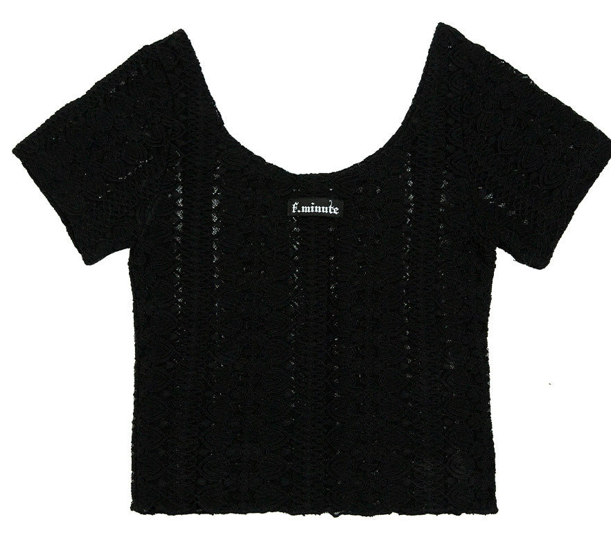 レースUネッククロップTシャツ DBA01305
