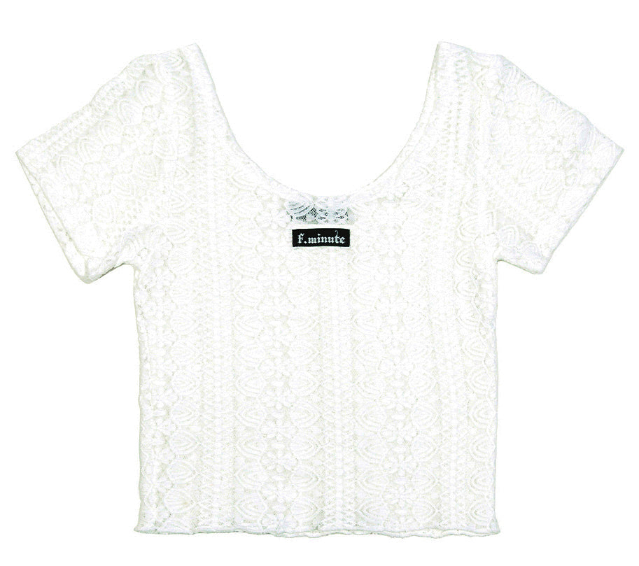 レースUネッククロップTシャツ DBA01305