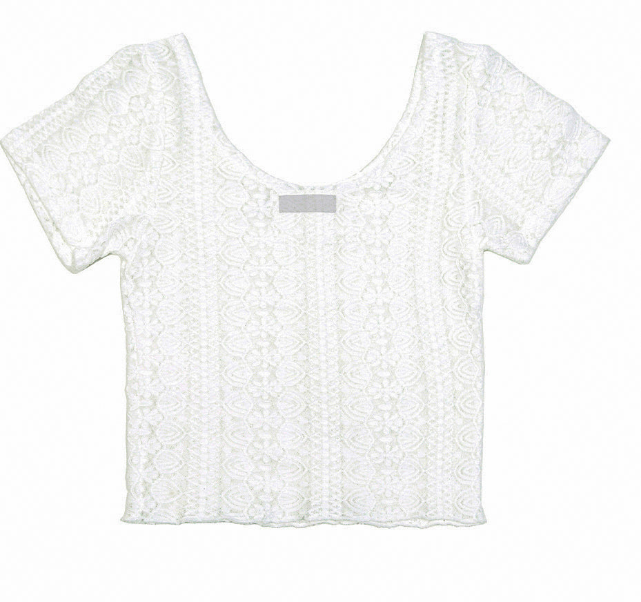 レースUネッククロップTシャツ DBA01305