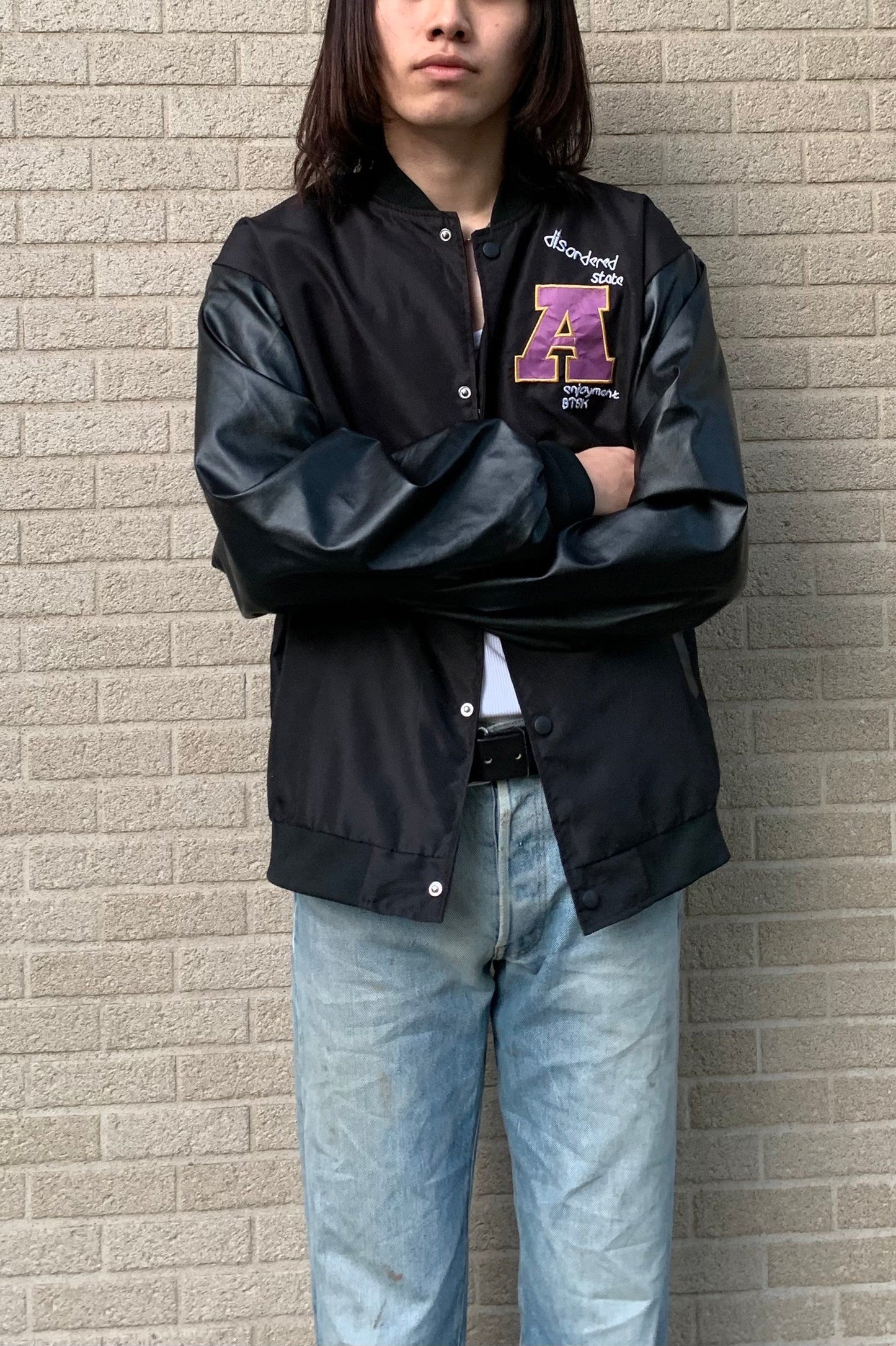 ホールデザインロゴレザースタジャン DPA02074