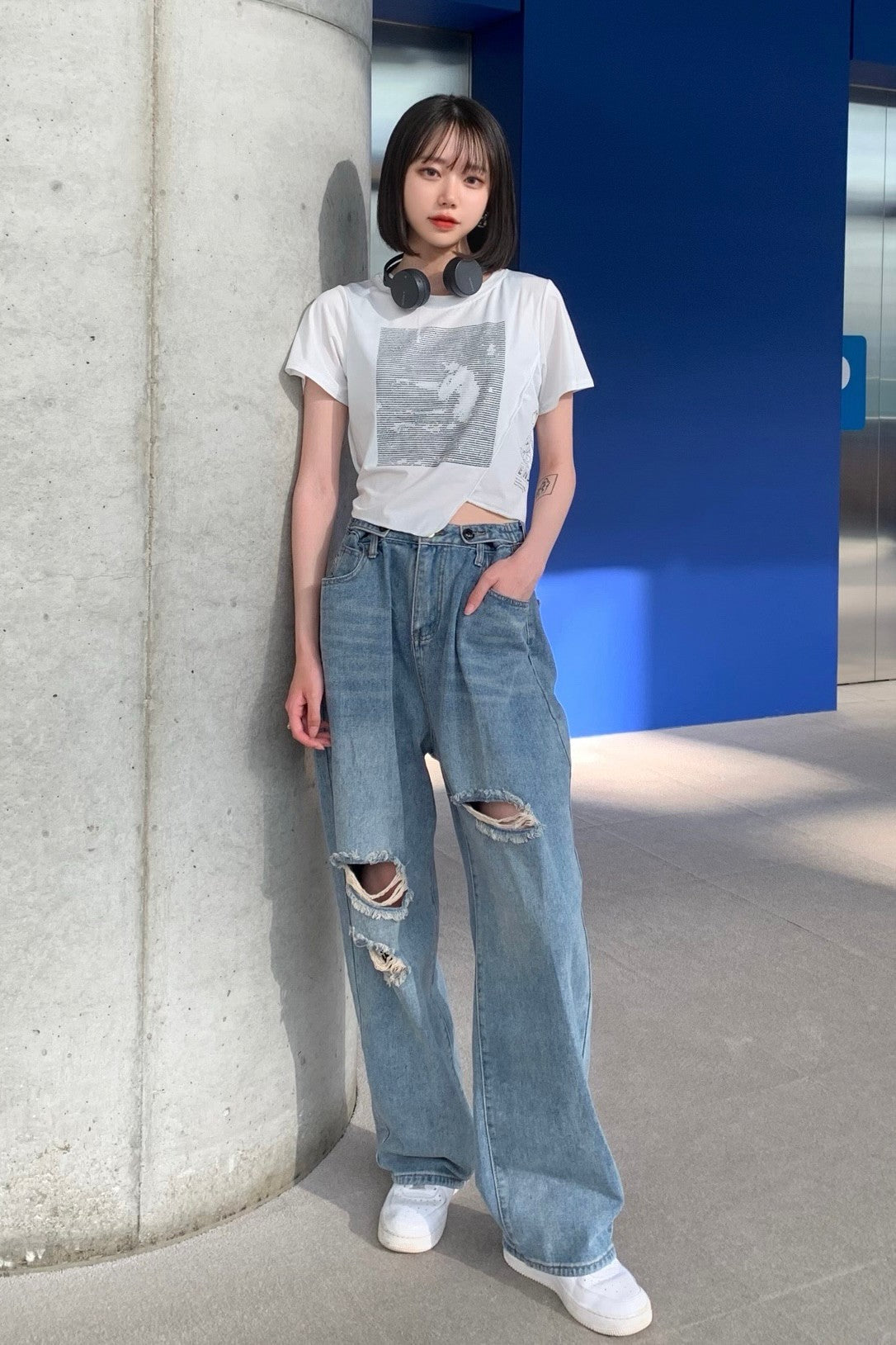クロップドテキストプリントTシャツ DPA76008