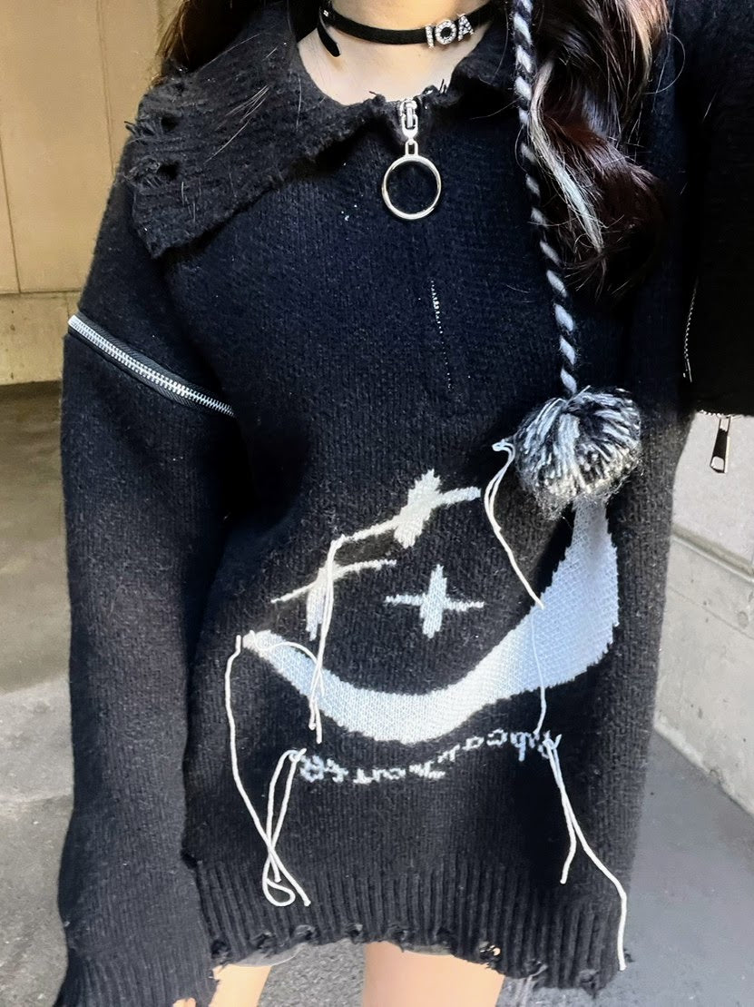 ダメージムーンニット DPA64082