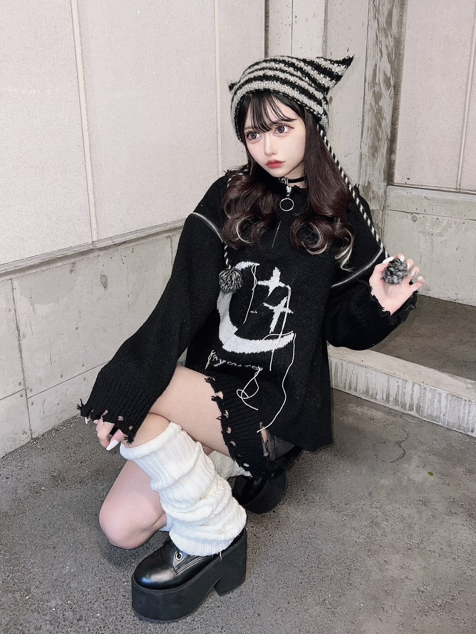 ダメージムーンニット DPA64082