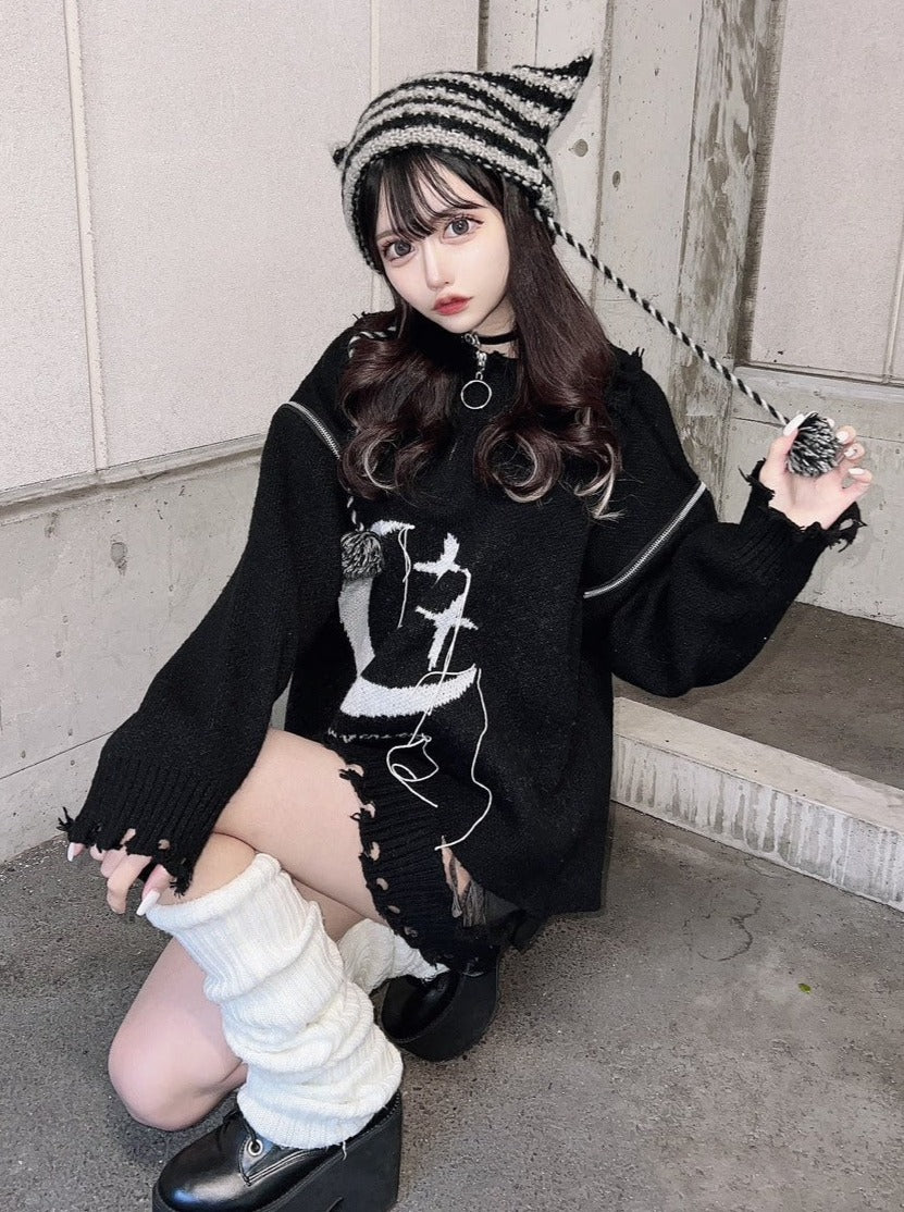 ダメージムーンニット DPA64082