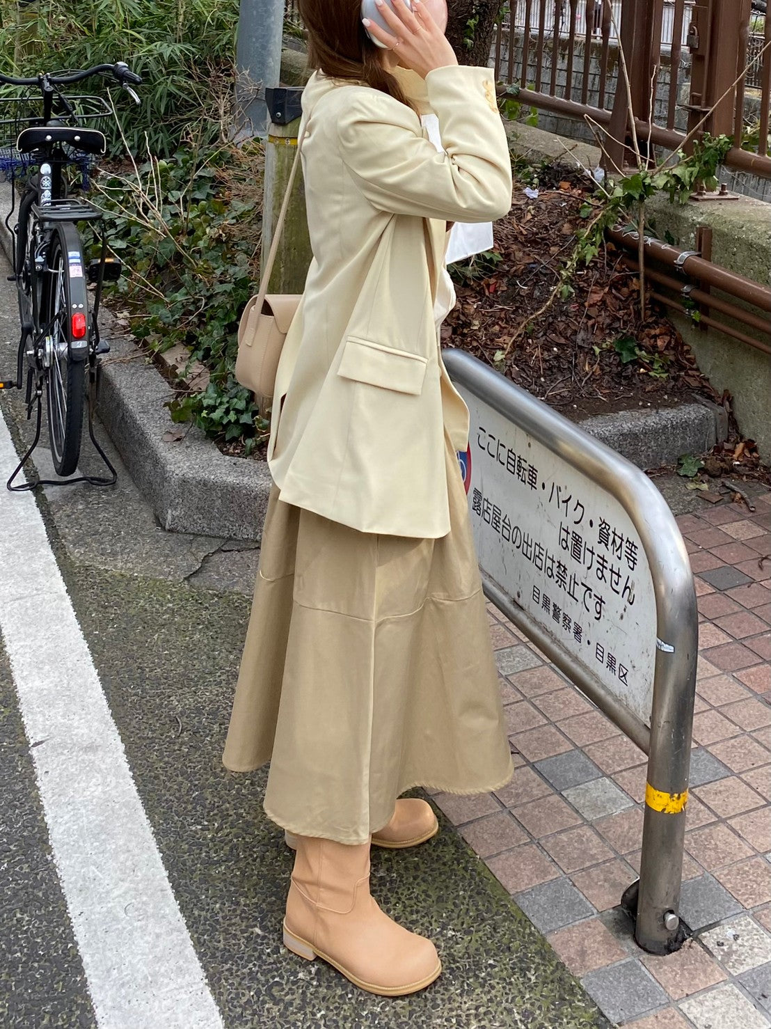 ベージュフレアロングスカート CPA09039